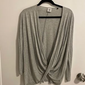 XXS Grey Cabi Taylor Drape Tee Long Sleeve